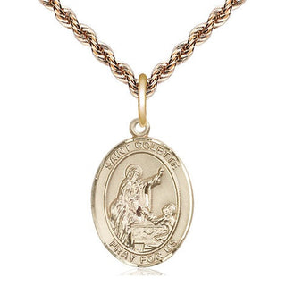 14kt Gold Saint Colette Medal Engraved Catholic Saint Jewelry