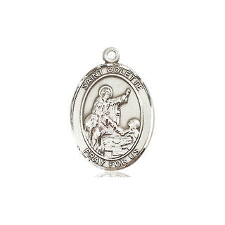 Sterling Silver Saint Colette Medal Religious Jewelry Engraved Catholic Saint Jewelry