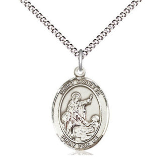 Sterling Silver Saint Colette Medal Religious Jewelry Engraved Catholic Saint Jewelry