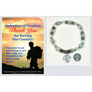 4-pack - US Armed Forces / St Michael - Italian Stretch Bracelet with Prayer Card