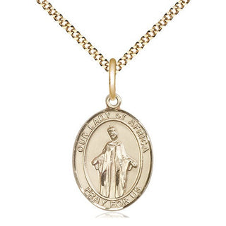 14kt Gold Filled Our Lady of Africa Medal Religious Jewelry Engraved Catholic Saint Jewelry