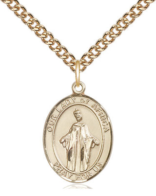 14kt Gold Our Lady of Africa Medal Engraved Catholic Saint Jewelry