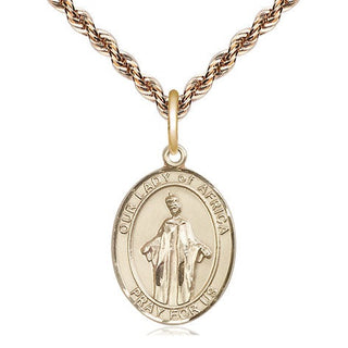 14kt Gold Our Lady of Africa Medal Engraved Catholic Saint Jewelry