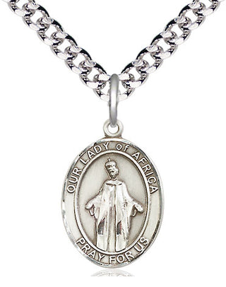 Pewter Our Lady of Africa Medal Religious Jewelry Engraved Catholic Saint Jewelry