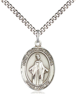 Pewter Our Lady of Africa Medal Religious Jewelry Engraved Catholic Saint Jewelry