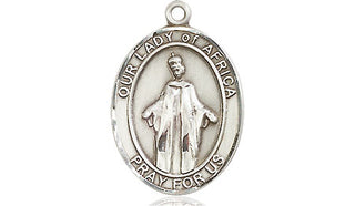 Sterling Silver Our Lady of Africa Medal Engraved Catholic Saint Jewelry