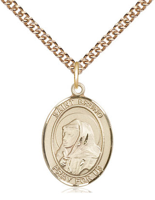14kt Gold Filled Saint Bruno Medal Religious Jewelry Engraved Catholic Saint Jewelry