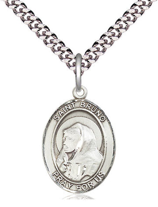 Pewter Saint Bruno Medal Religious Jewelry Engraved Catholic Saint Jewelry