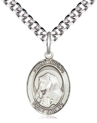 Pewter Saint Bruno Medal Religious Jewelry Engraved Catholic Saint Jewelry