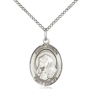 Sterling Silver Saint Bruno Medal Religious Jewelry Engraved Catholic Saint Jewelry