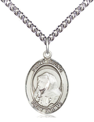 Sterling Silver Saint Bruno Medal Religious Jewelry Engraved Catholic Saint Jewelry