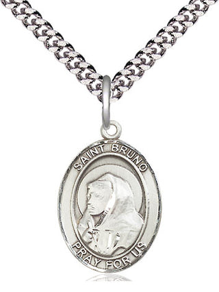 Sterling Silver Saint Bruno Medal Religious Jewelry Engraved Catholic Saint Jewelry