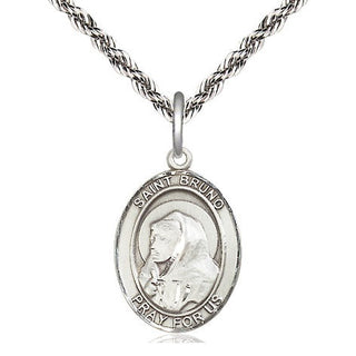 Sterling Silver Saint Bruno Medal Religious Jewelry Engraved Catholic Saint Jewelry