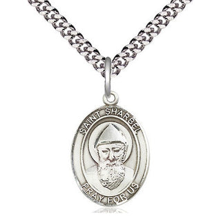 Sterling Silver Saint Sharbel Medal Religious Jewelry Engraved Catholic Saint Jewelry