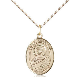 14kt Gold Filled Saint Perpetua Medal Religious Jewelry Engraved Catholic Saint Jewelry