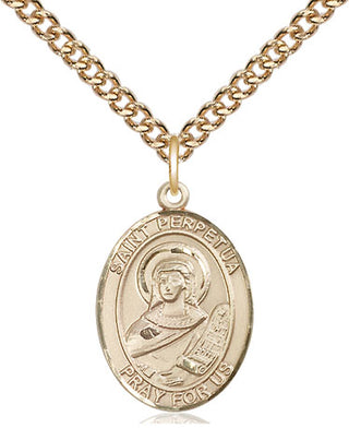 14kt Gold Filled Saint Perpetua Medal Religious Jewelry Engraved Catholic Saint Jewelry