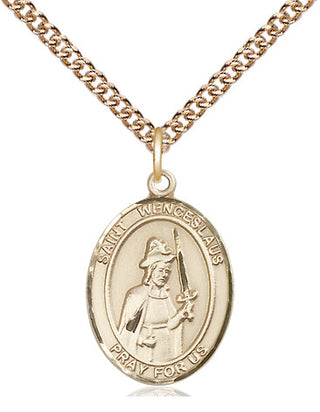 14kt Gold Filled Saint Wenceslaus Medal Religious Jewelry Engraved Catholic Saint Jewelry