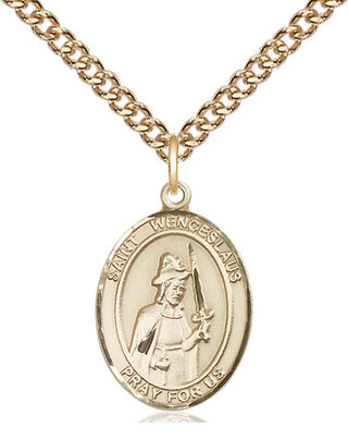 14kt Gold Filled Saint Wenceslaus Medal Religious Jewelry Engraved Catholic Saint Jewelry