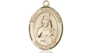 14kt Gold Saint Wenceslaus Medal Engraved Catholic Saint Jewelry