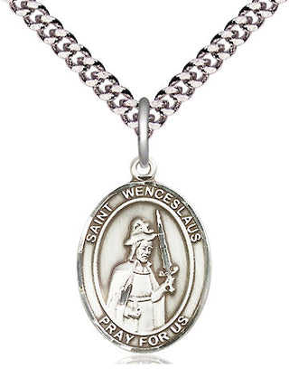 Pewter Saint Wenceslaus Medal Religious Jewelry Engraved Catholic Saint Jewelry