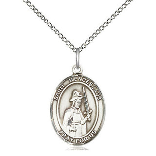 Sterling Silver Saint Wenceslaus Medal Religious Jewelry Engraved Catholic Saint Jewelry