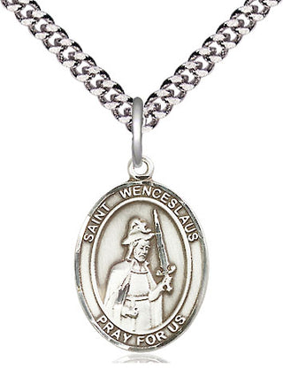 Sterling Silver Saint Wenceslaus Medal Religious Jewelry Engraved Catholic Saint Jewelry