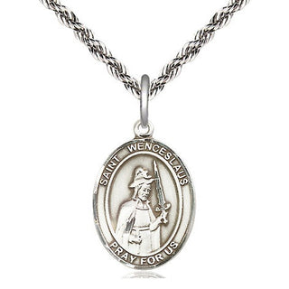 Sterling Silver Saint Wenceslaus Medal Religious Jewelry Engraved Catholic Saint Jewelry