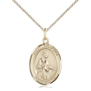 14kt Gold Filled Saint Remigius of Reims Medal Religious Jewelry Engraved Catholic Saint Jewelry