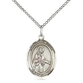 Sterling Silver Saint Remigius of Reims Medal Religious Jewelry Engraved Catholic Saint Jewelry