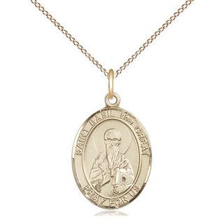 14kt Gold Filled Saint Basil the Great Medal Religious Jewelry Engraved Catholic Saint Jewelry