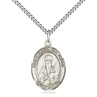 Pewter Saint Basil the Great Medal Religious Jewelry Engraved Catholic Saint Jewelry
