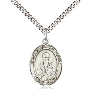 Pewter Saint Basil the Great Medal Religious Jewelry Engraved Catholic Saint Jewelry