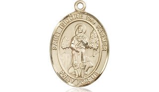 14kt Gold Filled Saint Isidore the Farmer Medal Engraved Catholic Saint Jewelry