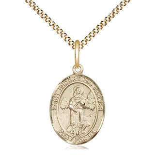 14kt Gold Filled Saint Isidore the Farmer Medal Religious Jewelry Engraved Catholic Saint Jewelry