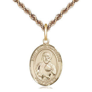 14kt Gold Saint James the Lesser Medal Engraved Catholic Saint Jewelry
