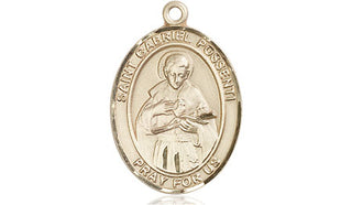 14kt Gold Saint Gabriel Possenti Medal Engraved Catholic Saint Jewelry