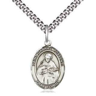 Sterling Silver Saint Gabriel Possenti Medal Religious Jewelry Engraved Catholic Saint Jewelry