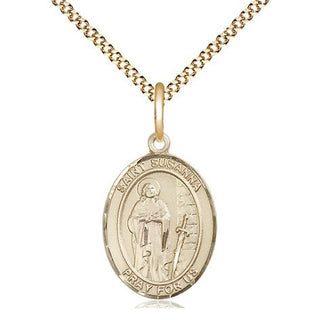14kt Gold Filled Saint Susanna Medal Religious Jewelry Engraved Catholic Saint Jewelry