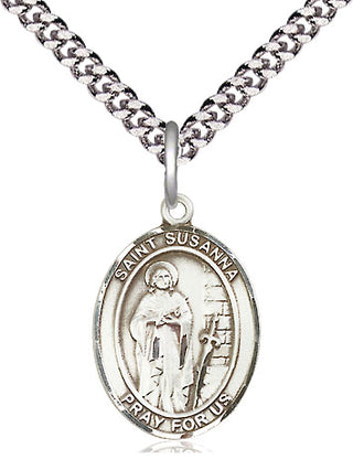 Sterling Silver Saint Susanna Medal Religious Jewelry Engraved Catholic Saint Jewelry