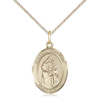 14kt Gold Blessed Caroline Gerhardinger Medal Engraved Catholic Saint Jewelry