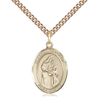 14kt Gold Blessed Caroline Gerhardinger Medal Engraved Catholic Saint Jewelry