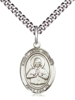 Pewter Saint John Vianney Medal Religious Jewelry Engraved Catholic Saint Jewelry