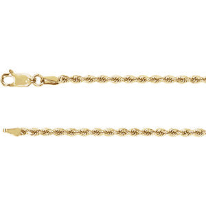 20-inch Diamond Cut Rope Chain with Lobster Clasp - 14K Yellow Gold