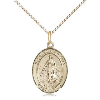 14kt Gold Filled Blessed Karolina Kozkowna Medal Religious Jewelry Engraved Catholic Saint Jewelry