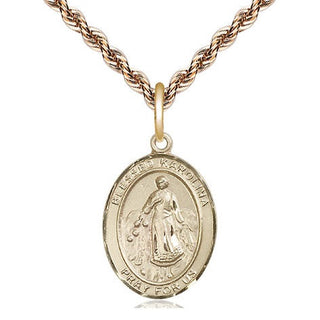 14kt Gold Blessed Karolina Kozkowna Medal Engraved Catholic Saint Jewelry