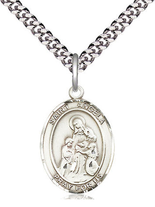 Pewter Saint Angela Merici Medal Religious Jewelry Engraved Catholic Saint Jewelry