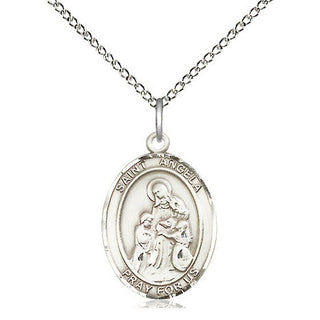 Sterling Silver Saint Angela Merici Medal Religious Jewelry Engraved Catholic Saint Jewelry