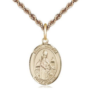 14kt Gold Filled Saint Walter of Pontnoise Medal Religious Jewelry Engraved Catholic Saint Jewelry