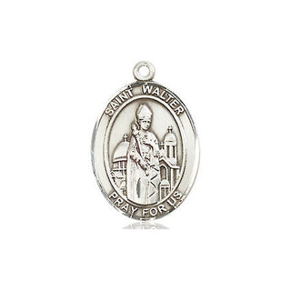 Pewter Saint Walter of Pontnoise Medal Engraved Catholic Saint Jewelry