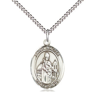 Pewter Saint Walter of Pontnoise Medal Religious Jewelry Engraved Catholic Saint Jewelry